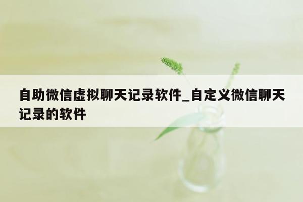 自助微信虚拟聊天记录软件_自定义微信聊天记录的软件