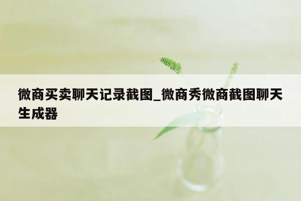 微商买卖聊天记录截图_微商秀微商截图聊天生成器