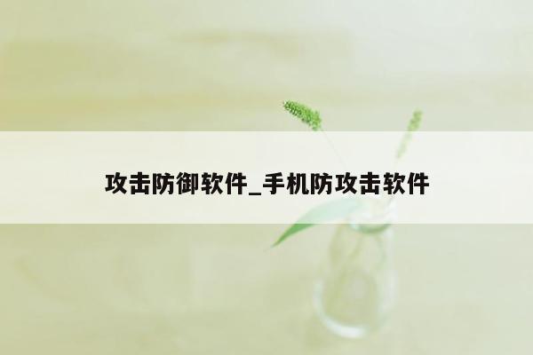 攻击防御软件_手机防攻击软件