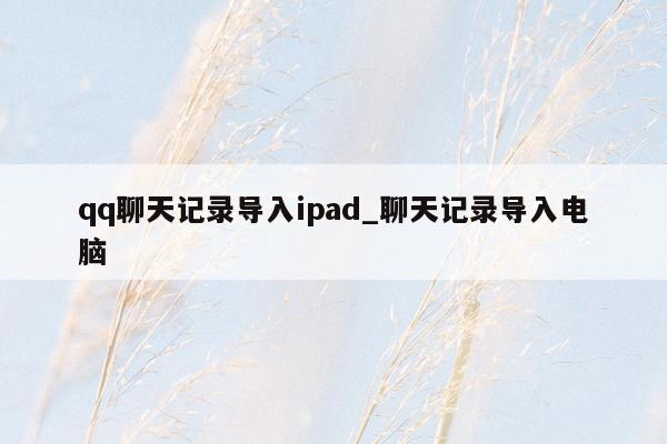 qq聊天记录导入ipad_聊天记录导入电脑