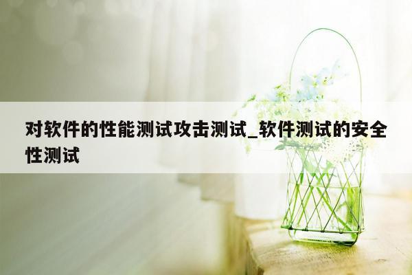 对软件的性能测试攻击测试_软件测试的安全性测试