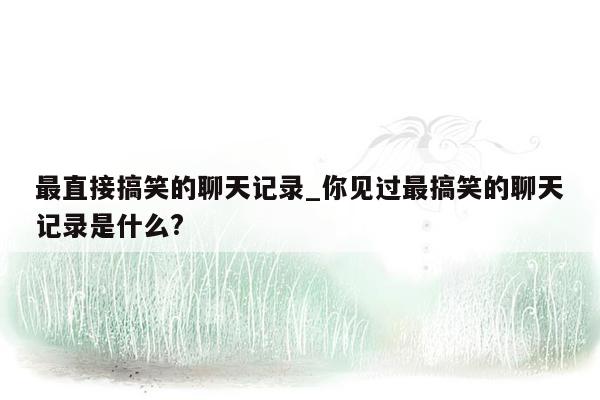 最直接搞笑的聊天记录_你见过最搞笑的聊天记录是什么?