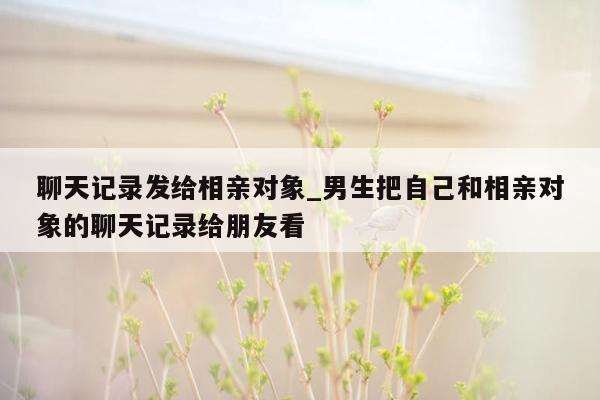 聊天记录发给相亲对象_男生把自己和相亲对象的聊天记录给朋友看