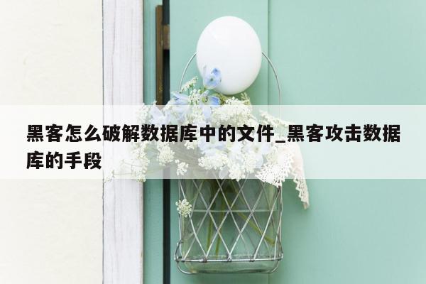 黑客怎么破解数据库中的文件_黑客攻击数据库的手段