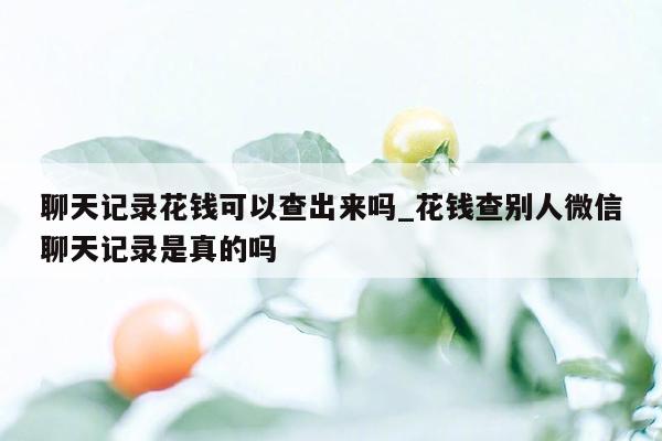 聊天记录花钱可以查出来吗_花钱查别人微信聊天记录是真的吗