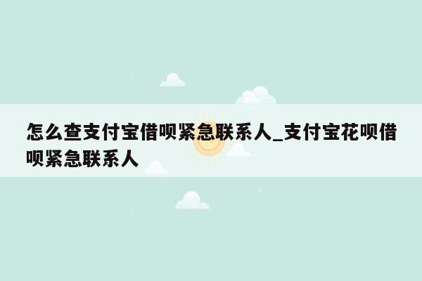 怎么查支付宝借呗紧急联系人_支付宝花呗借呗紧急联系人