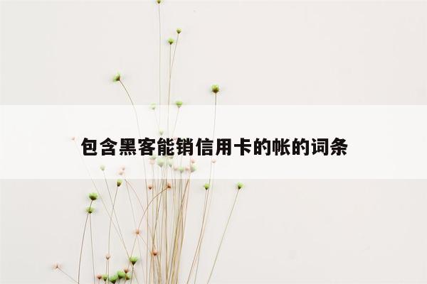 包含黑客能销信用卡的帐的词条