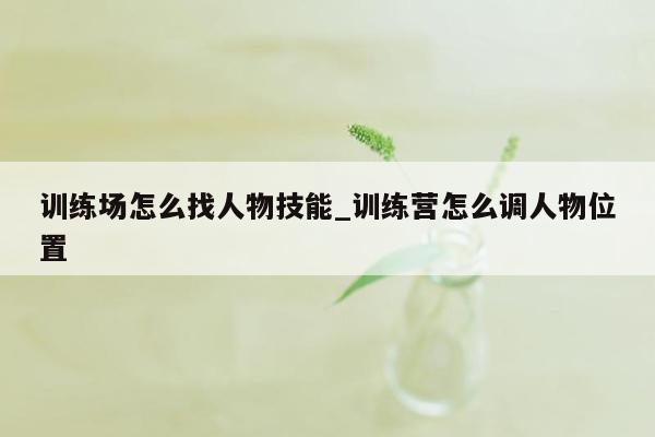 训练场怎么找人物技能_训练营怎么调人物位置