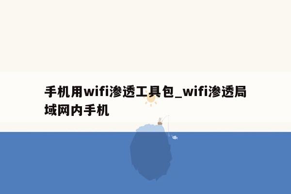 手机用wifi渗透工具包_wifi渗透局域网内手机