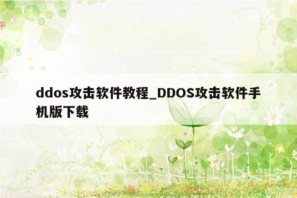 ddos攻击软件教程_DDOS攻击软件手机版下载