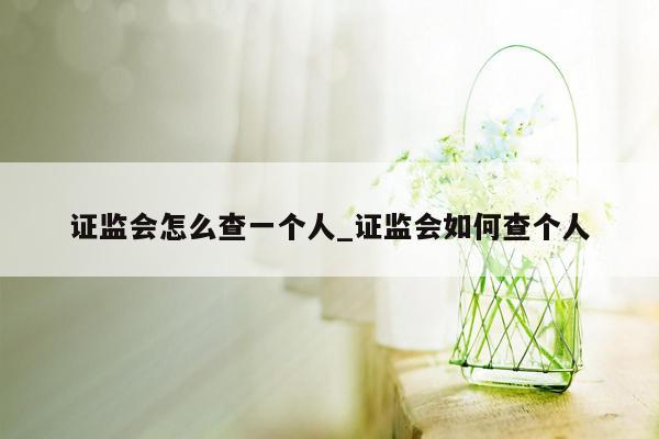 证监会怎么查一个人_证监会如何查个人