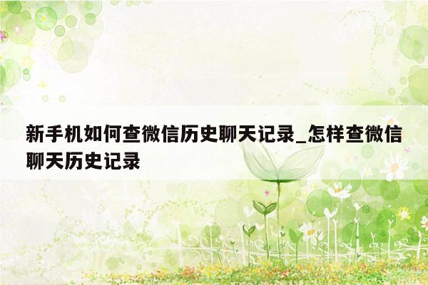 新手机如何查微信历史聊天记录_怎样查微信聊天历史记录