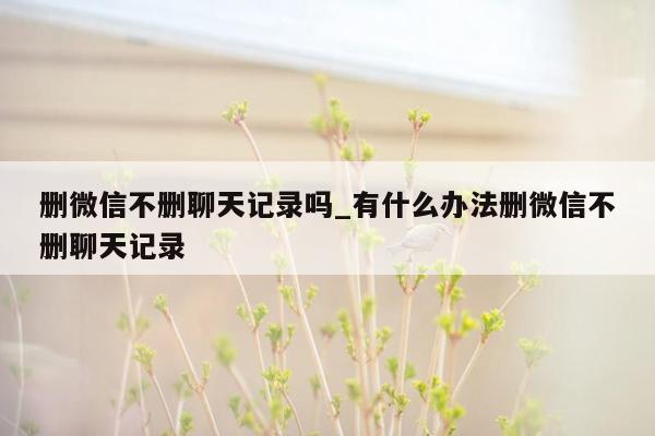 删微信不删聊天记录吗_有什么办法删微信不删聊天记录