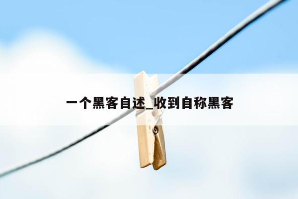 一个黑客自述_收到自称黑客