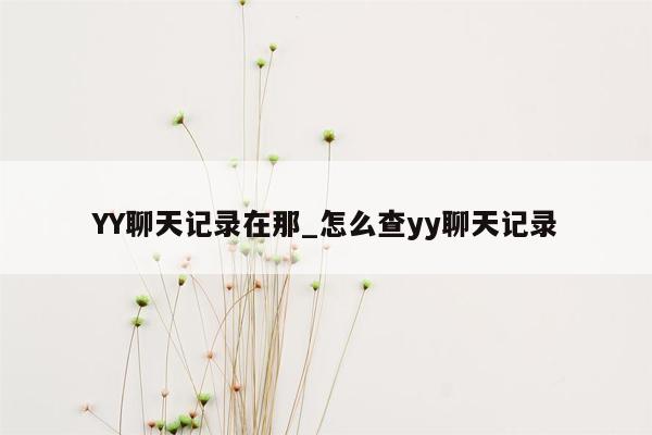 YY聊天记录在那_怎么查yy聊天记录