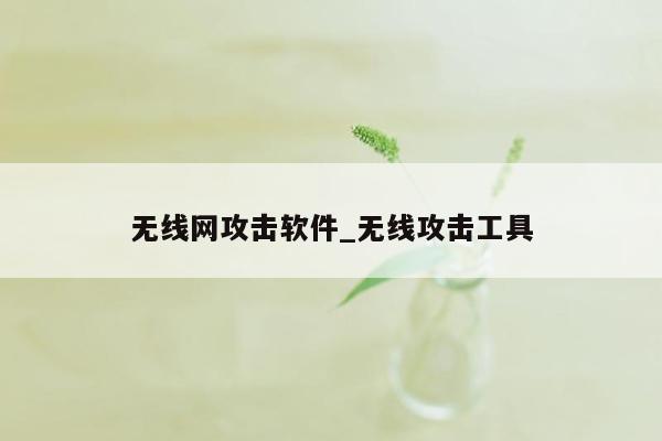 无线网攻击软件_无线攻击工具