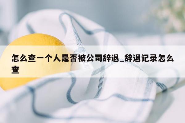 怎么查一个人是否被公司辞退_辞退记录怎么查