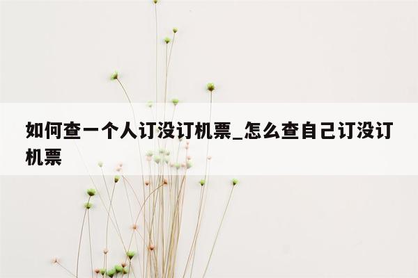 如何查一个人订没订机票_怎么查自己订没订机票