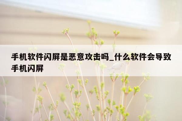 手机软件闪屏是恶意攻击吗_什么软件会导致手机闪屏