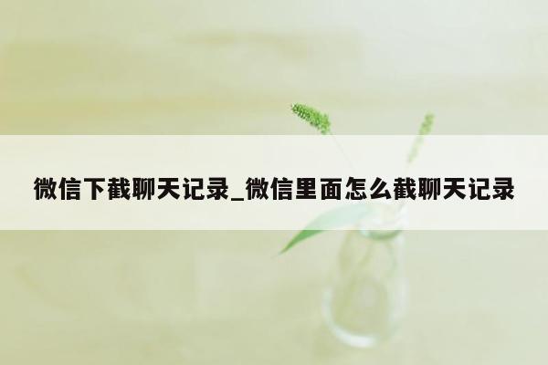 微信下截聊天记录_微信里面怎么截聊天记录