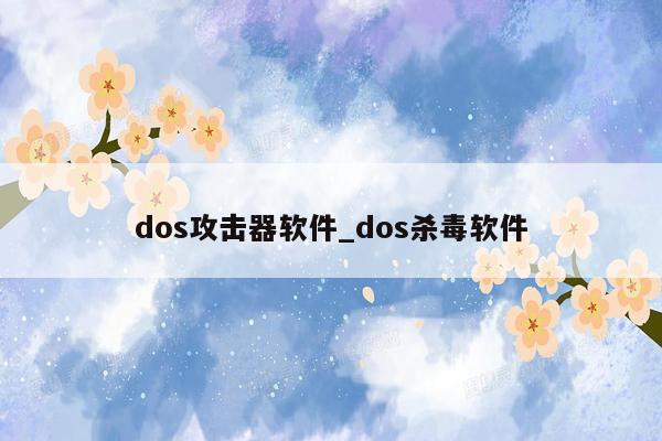 dos攻击器软件_dos杀毒软件