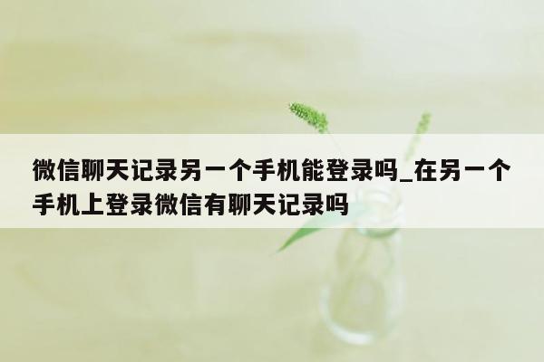 微信聊天记录另一个手机能登录吗_在另一个手机上登录微信有聊天记录吗