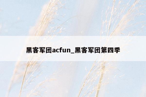 黑客军团acfun_黑客军团第四季