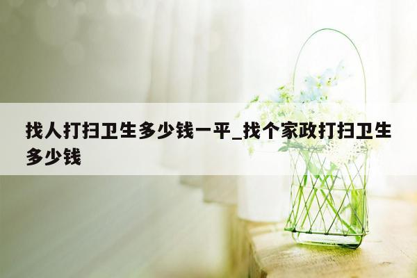 找人打扫卫生多少钱一平_找个家政打扫卫生多少钱