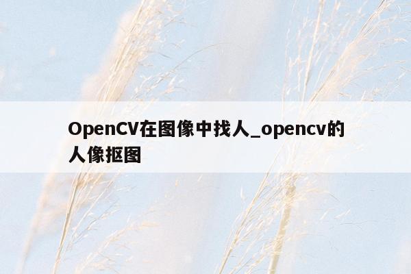 OpenCV在图像中找人_opencv的人像抠图