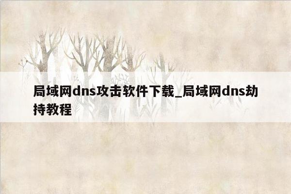 局域网dns攻击软件下载_局域网dns劫持教程