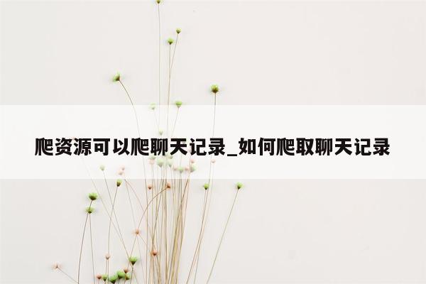 爬资源可以爬聊天记录_如何爬取聊天记录