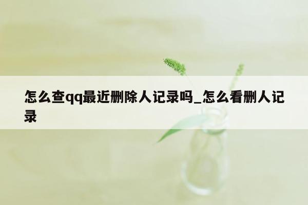 怎么查qq最近删除人记录吗_怎么看删人记录