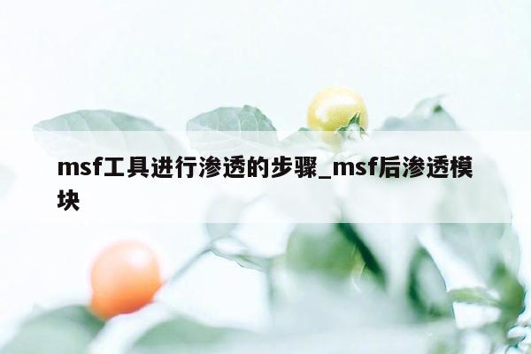 msf工具进行渗透的步骤_msf后渗透模块