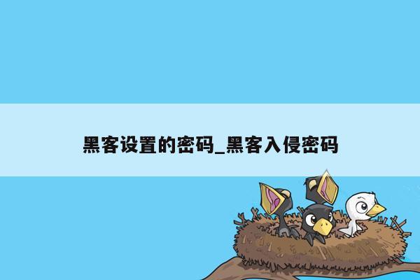 黑客设置的密码_黑客入侵密码