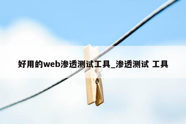 好用的web渗透测试工具_渗透测试 工具