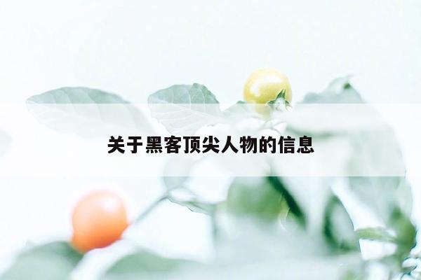 关于黑客顶尖人物的信息