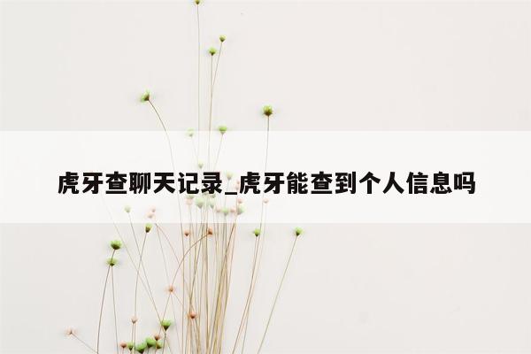 虎牙查聊天记录_虎牙能查到个人信息吗