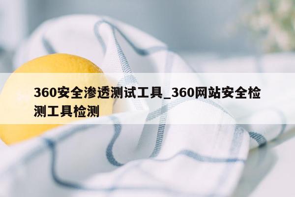 360安全渗透测试工具_360网站安全检测工具检测