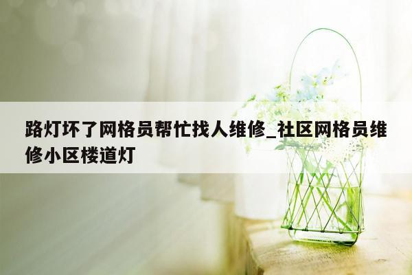 路灯坏了网格员帮忙找人维修_社区网格员维修小区楼道灯