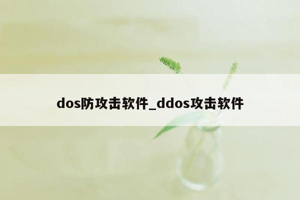 dos防攻击软件_ddos攻击软件