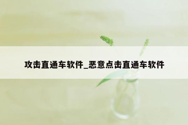 攻击直通车软件_恶意点击直通车软件