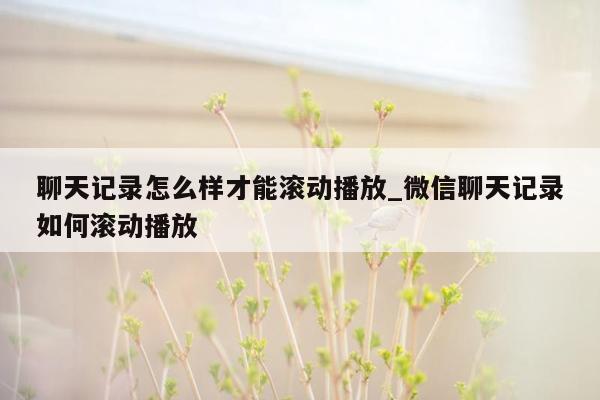 聊天记录怎么样才能滚动播放_微信聊天记录如何滚动播放