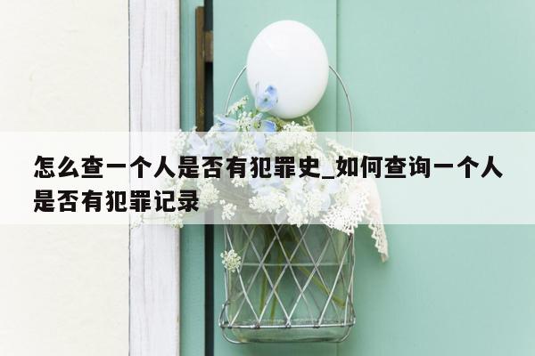 怎么查一个人是否有犯罪史_如何查询一个人是否有犯罪记录