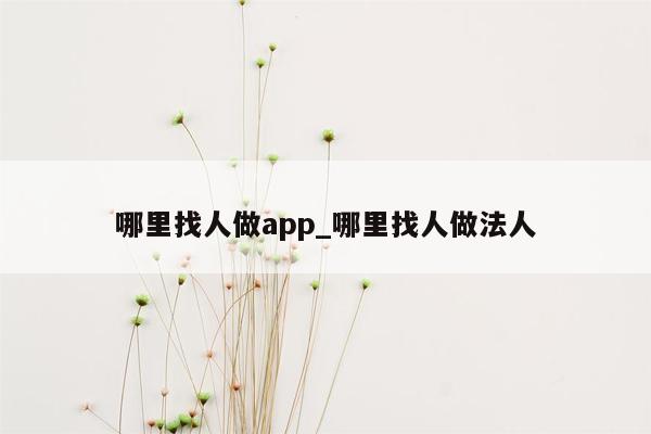 哪里找人做app_哪里找人做法人