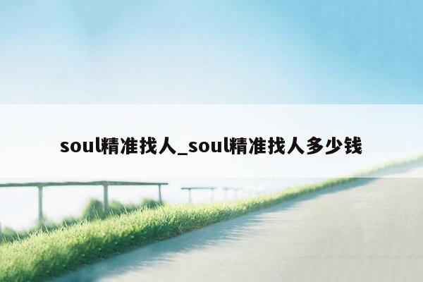 soul精准找人_soul精准找人多少钱