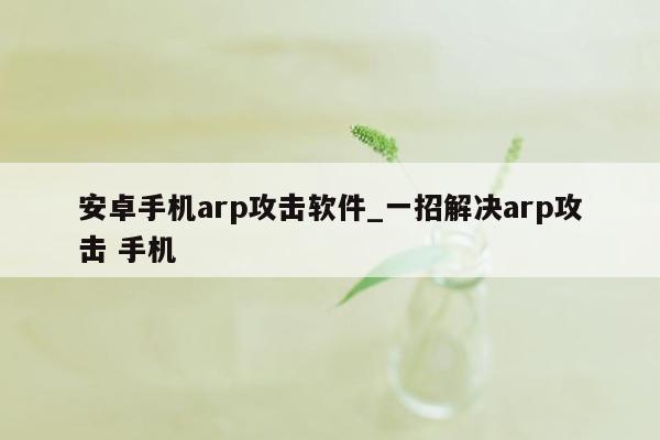 安卓手机arp攻击软件_一招解决arp攻击 手机