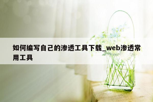 如何编写自己的渗透工具下载_web渗透常用工具