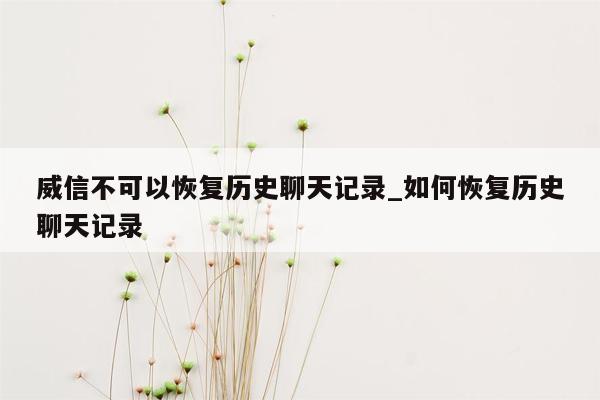 威信不可以恢复历史聊天记录_如何恢复历史聊天记录