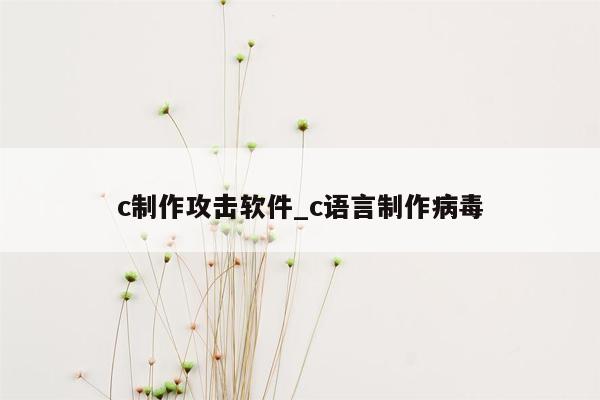 c制作攻击软件_c语言制作病毒