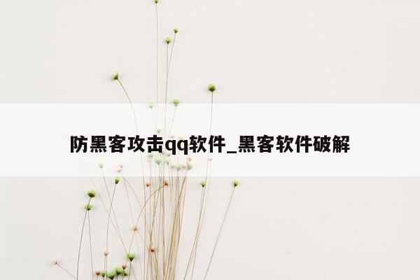 防黑客攻击qq软件_黑客软件破解